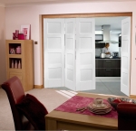 Roomfold Shaker 4 Panel White Internal Folding Sliding Doors